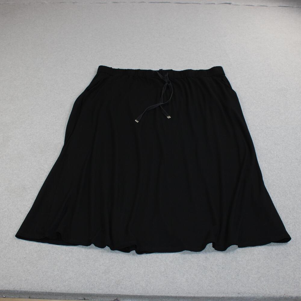 Eileen Fisher Skirt Women XL Black Jersey A-Line Midi Drawstring Pockets Comfy